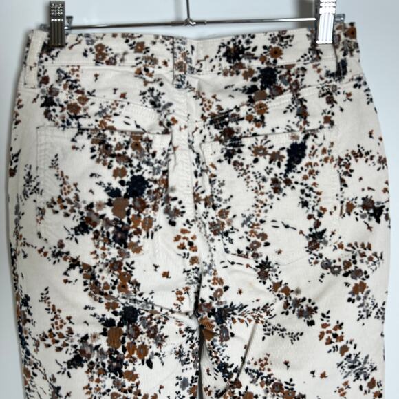 Free People High-Rise Printed Corduroy Pants SIZE 26 White Floral Trousers - Picture 9 of 11
